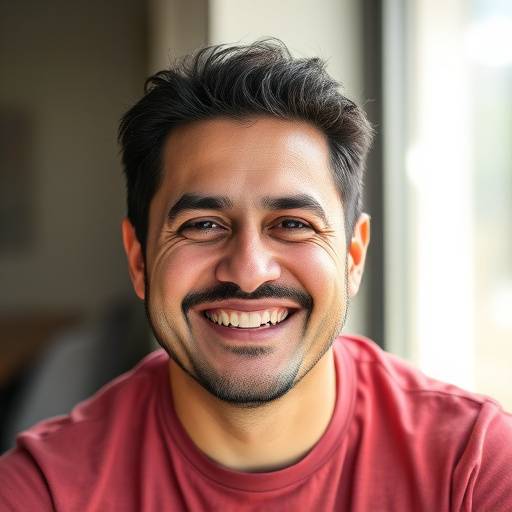 Foto do membro da equipe Ricardo Almeida, sorrindo e olhando para a câmera.